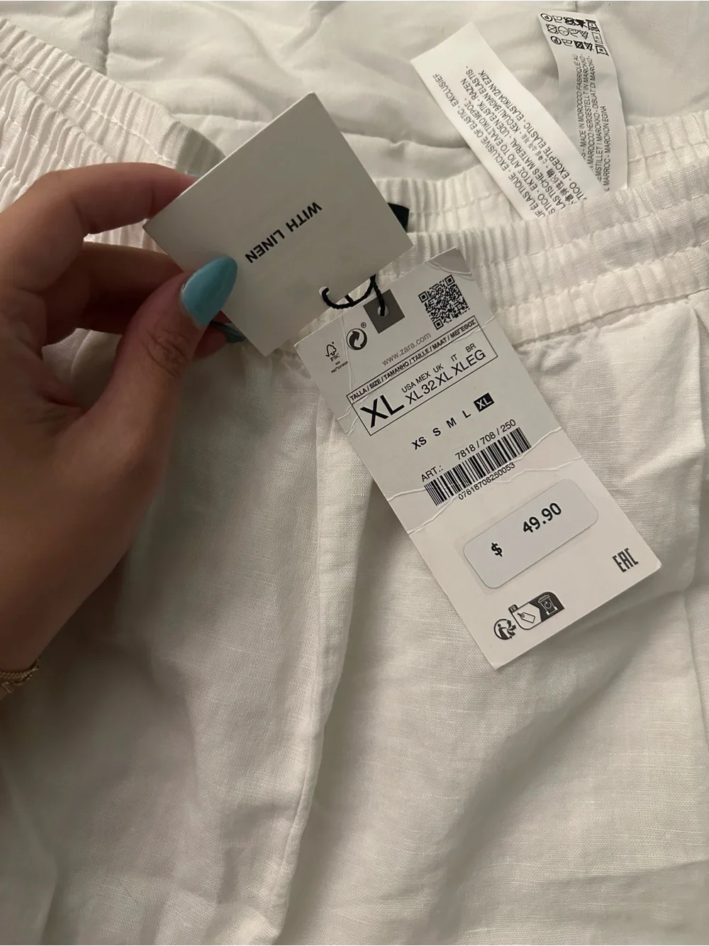 ZaraLightweight White Wide-Leg Linen Pants